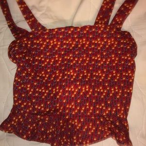 Red floral crop tank top